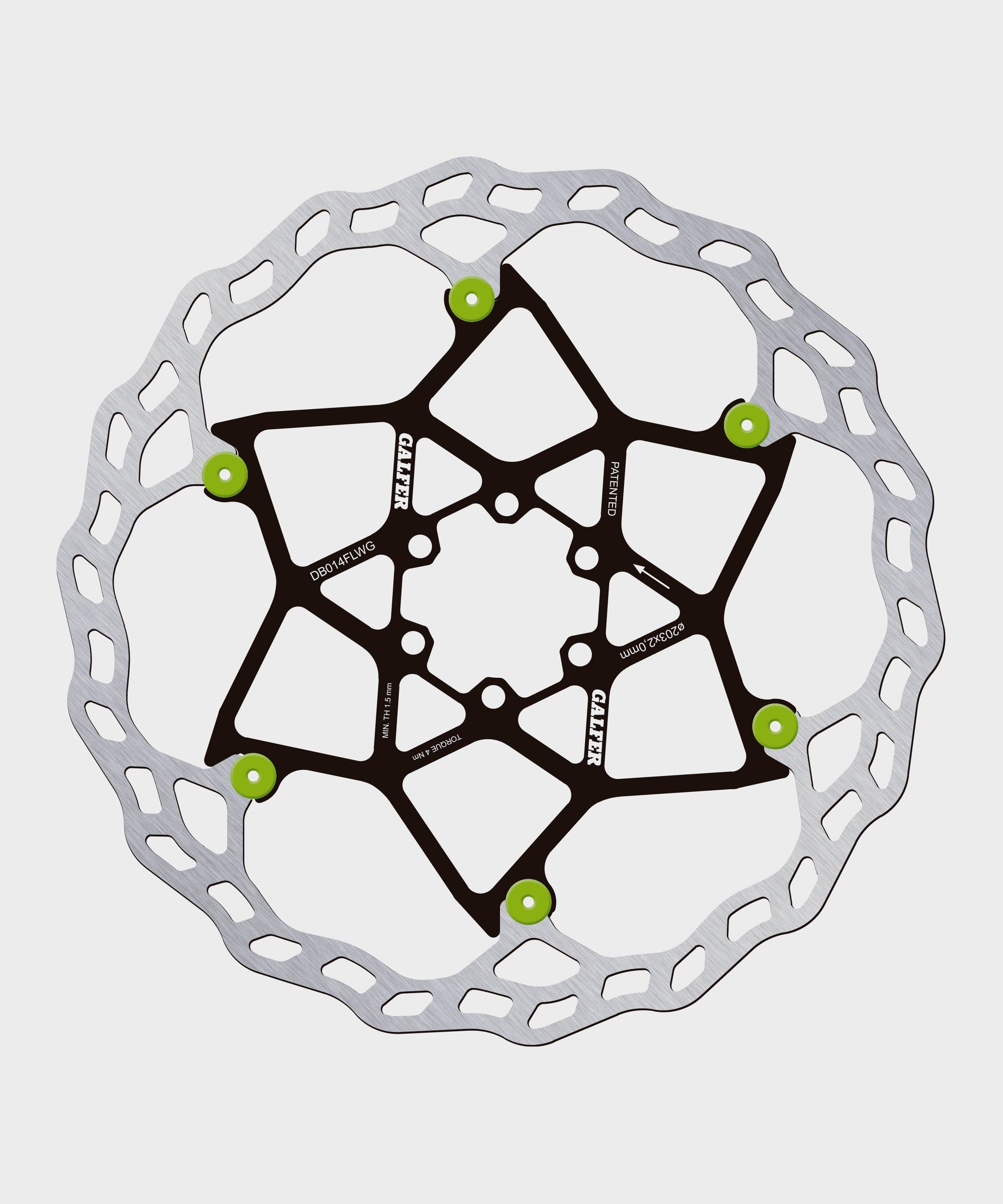 Galfer Wave Floating Disc Rotor - 6 Bolt - 203 x 2.0mm - Green Pins