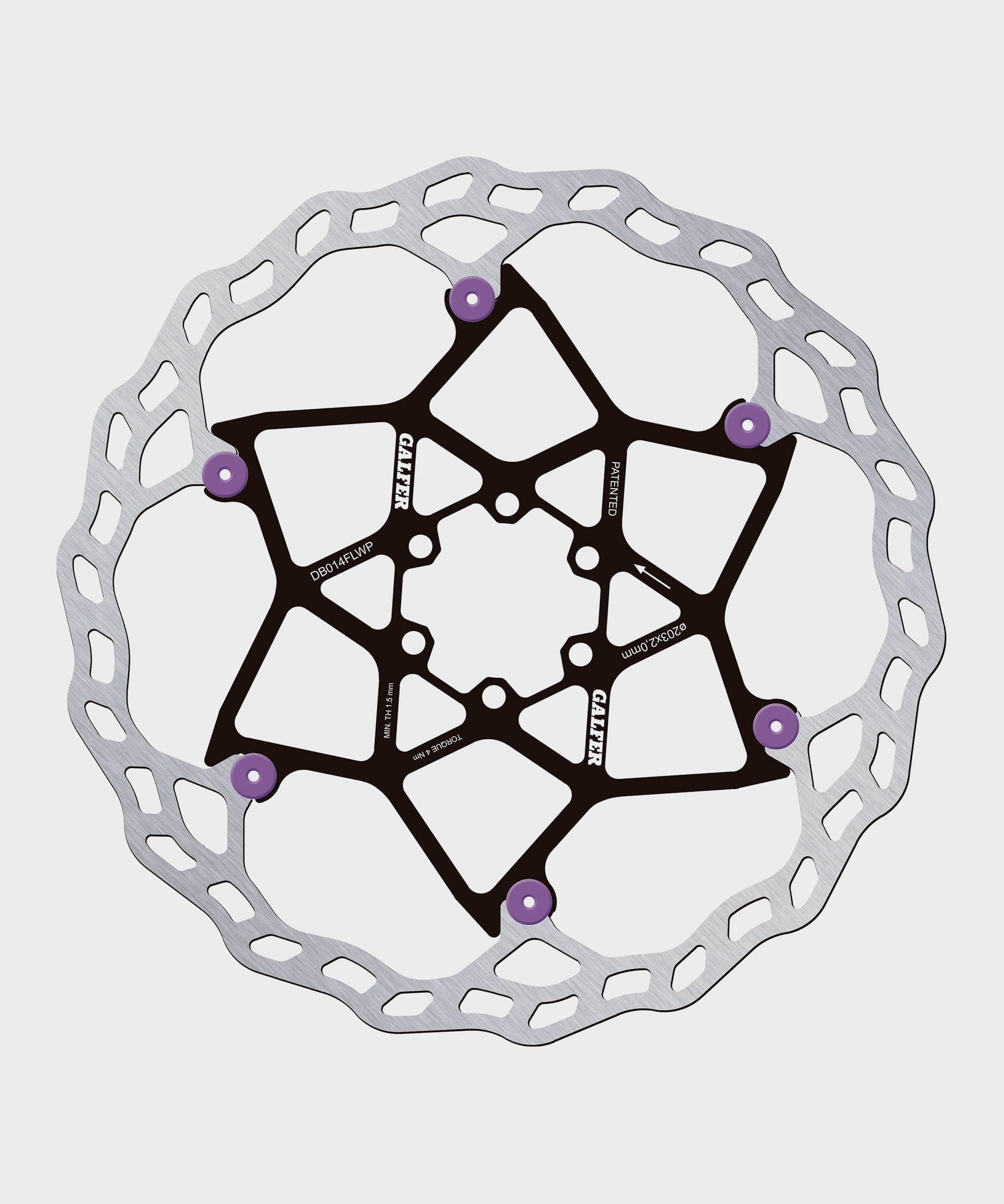 Galfer Wave Floating Disc Rotor - 6 Bolt - 203 x 2.0mm - Purple Pins