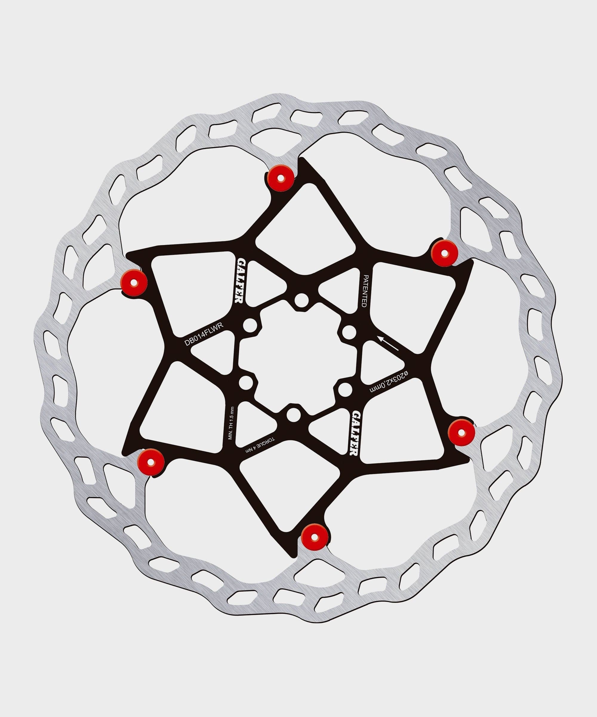 Galfer Wave Floating Disc Rotor - 6 Bolt - 203 x 2.0mm - Red Pins