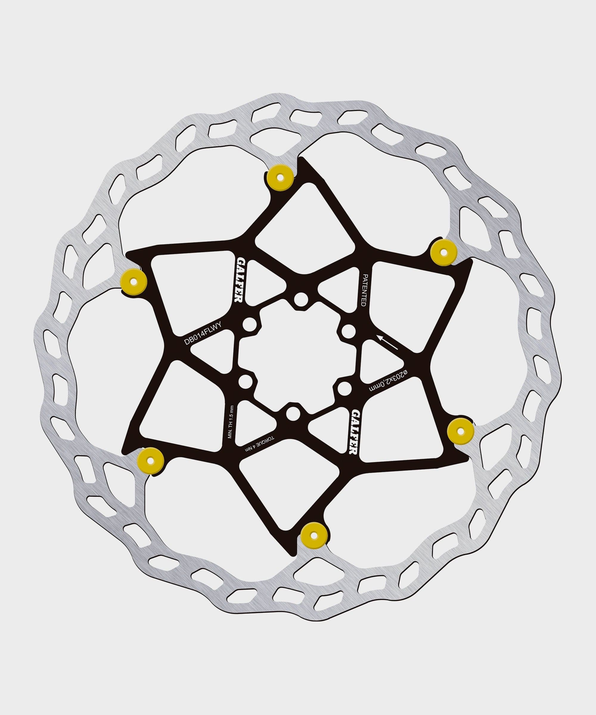 Galfer Wave Floating Disc Rotor - 6 Bolt - 203 x 2.0mm - Gold Pins