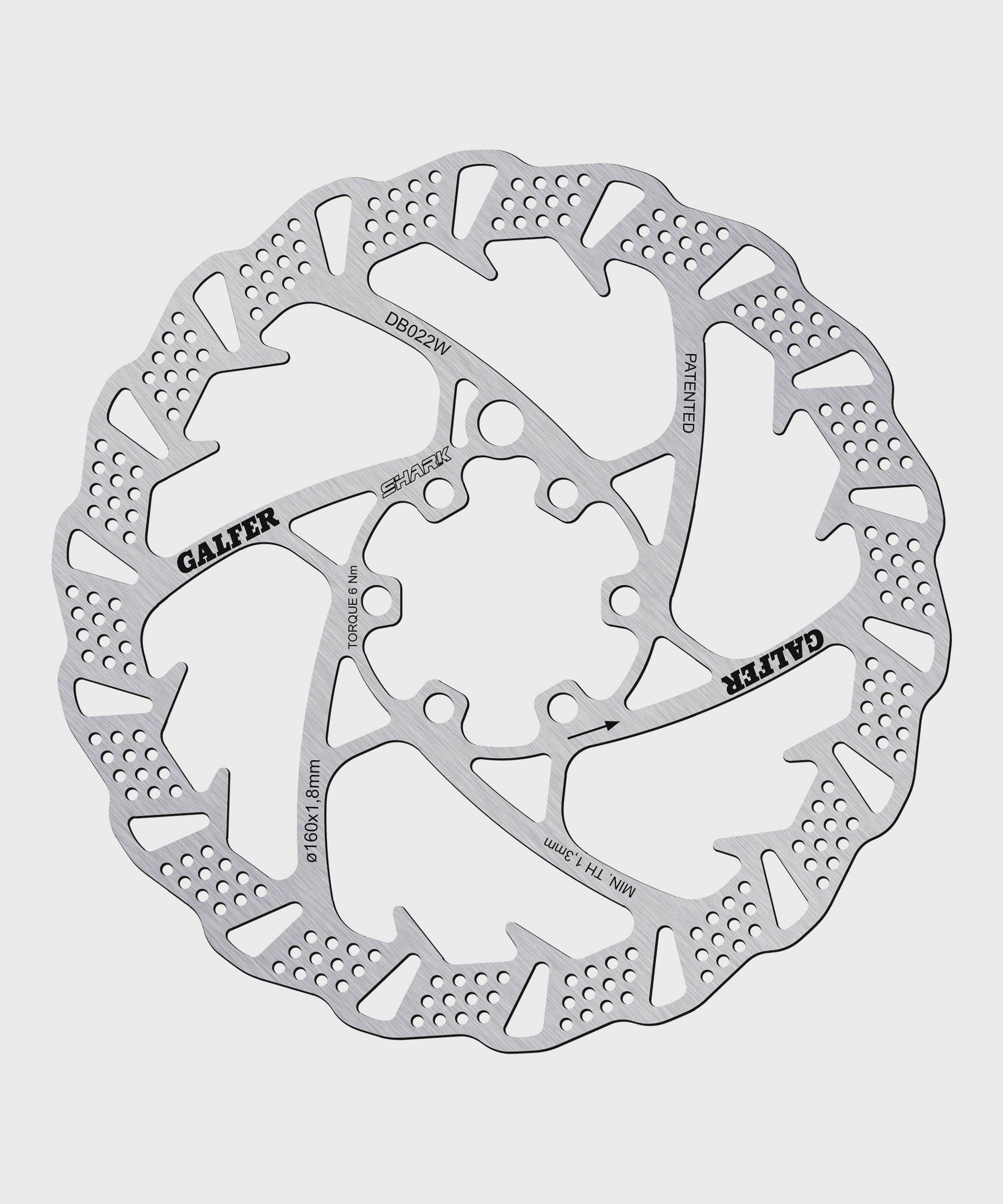 Galfer Shark Disc Rotor - 6 Bolt -160 x 1.8mm