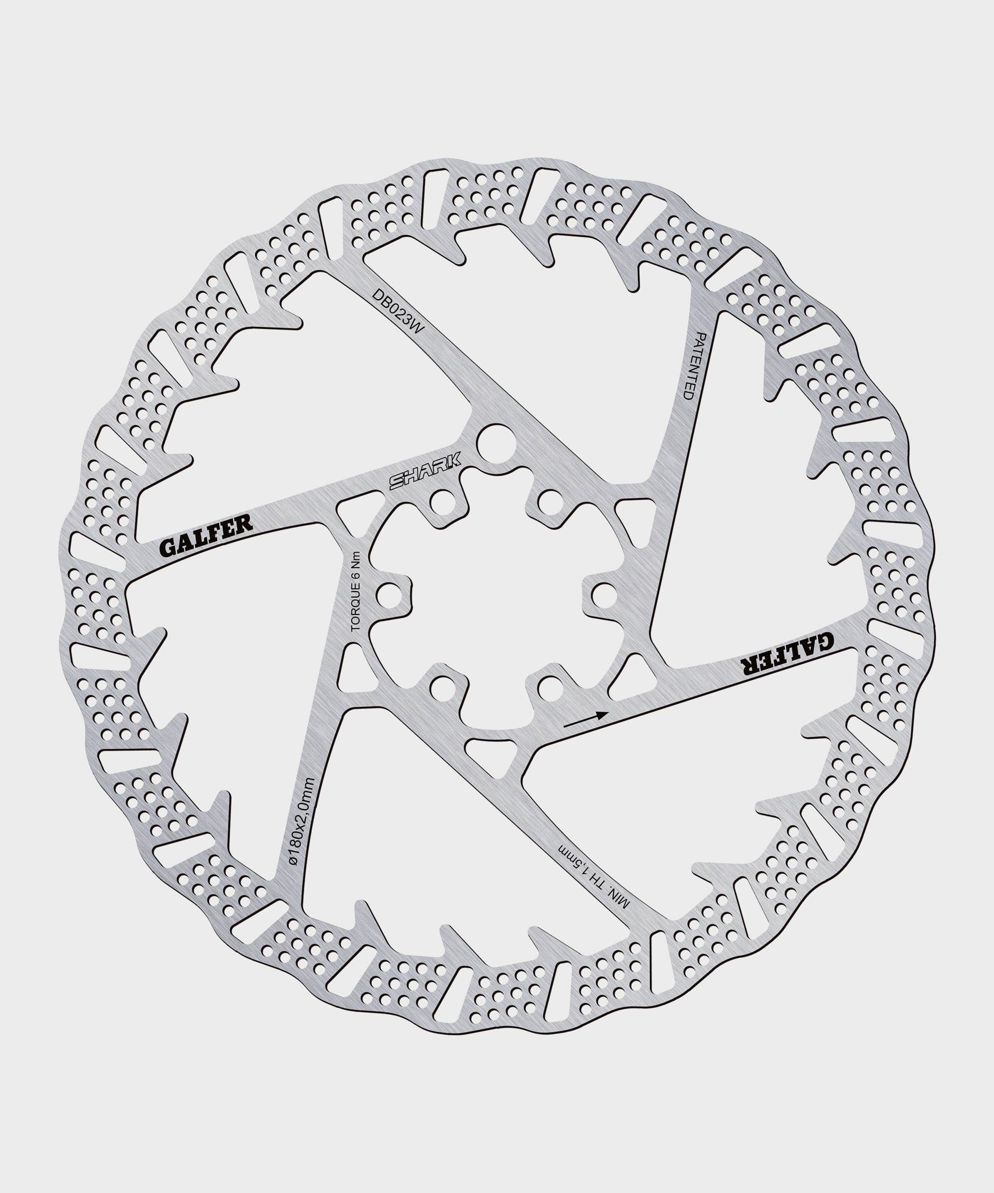 Galfer Shark Disc Rotor - 6 Bolt -180 x 2.0mm