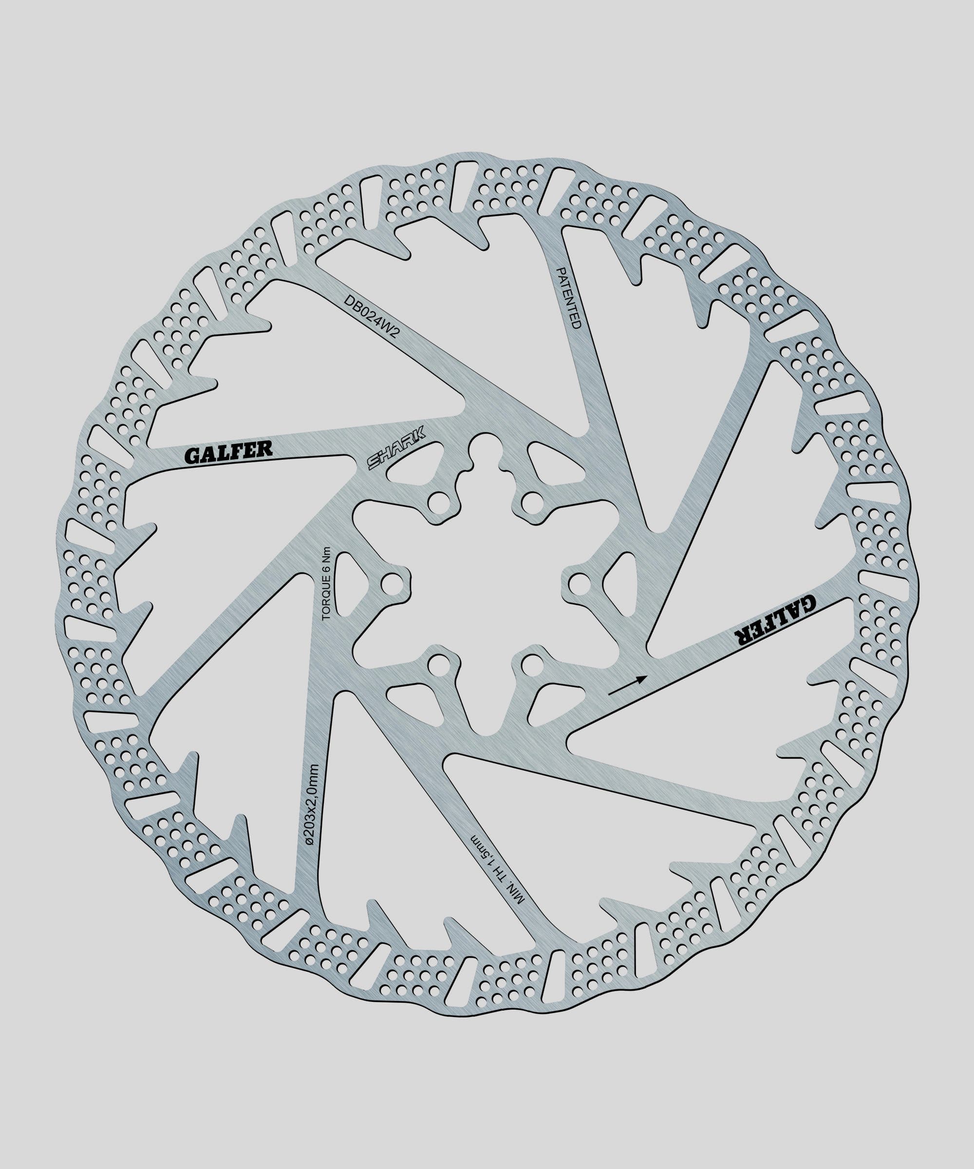 Galfer Shark Disc Rotor - 6 Bolt -203 x 2.0mm