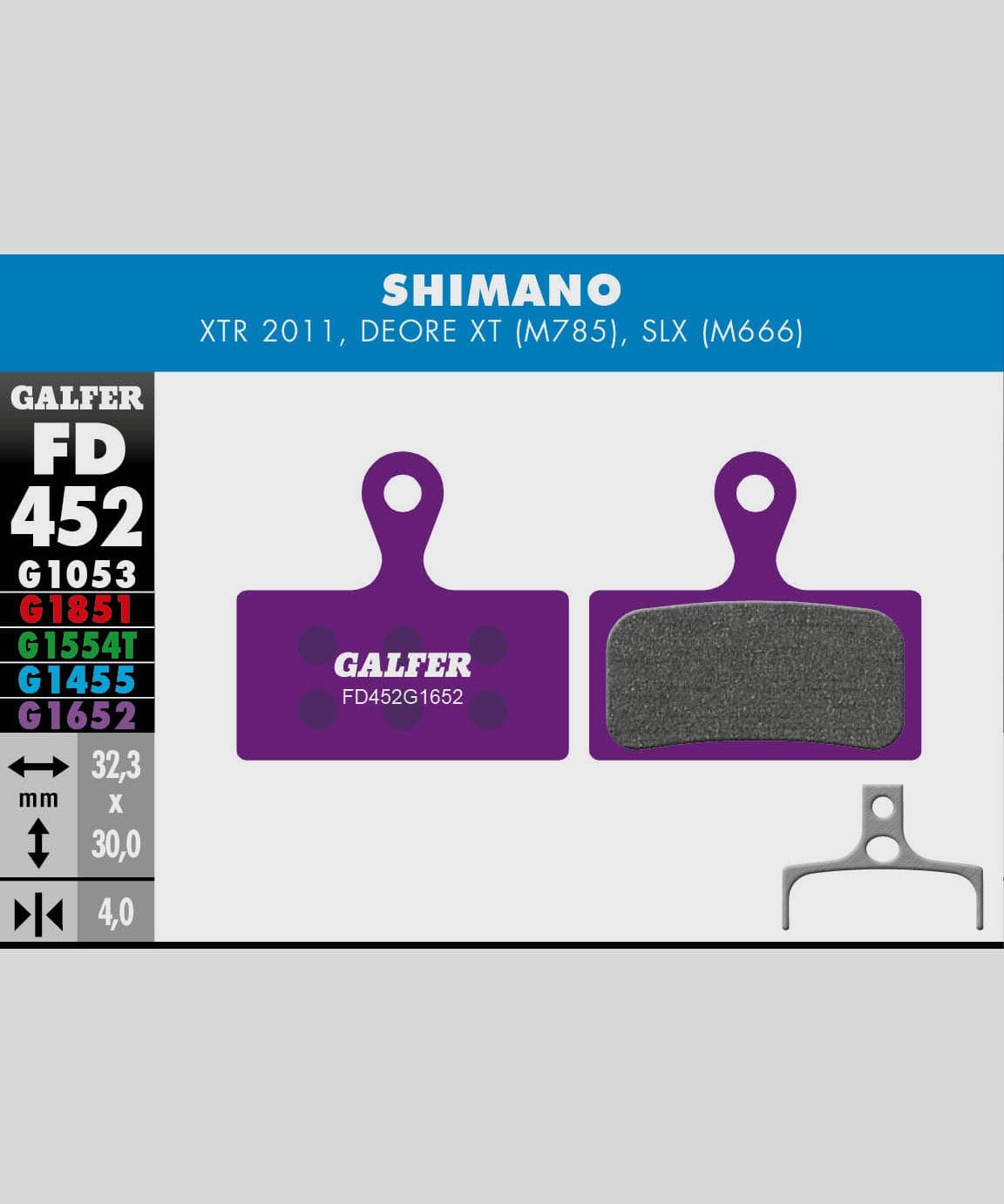 Galfer E-Bike Disc Brake Pad - Shimano - XTR 2011 / Deore XT M785 / SLX M666