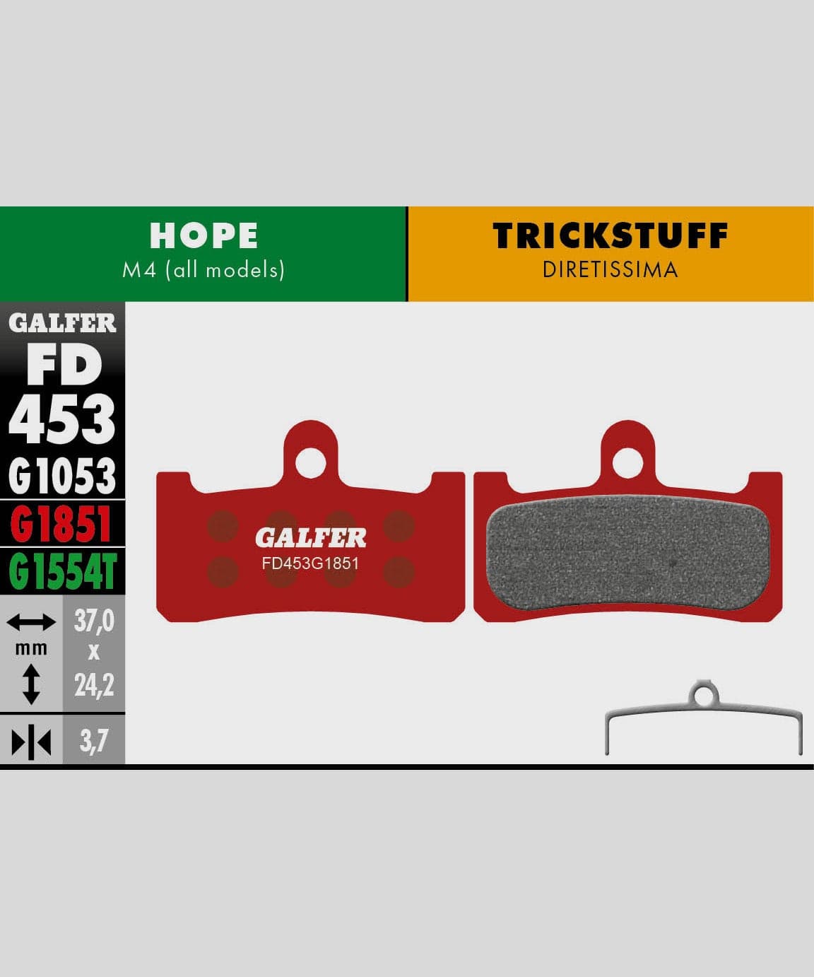 Galfer Advanced Bike Disc Brake Pad - Hope - M4 | Trickstuff - Diretissima