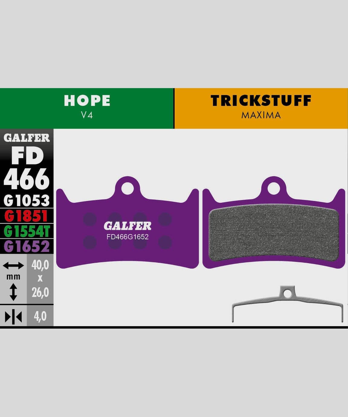 Galfer E-Bike Disc Brake Pad - Hope - V4 | Trickstuff - Maxima