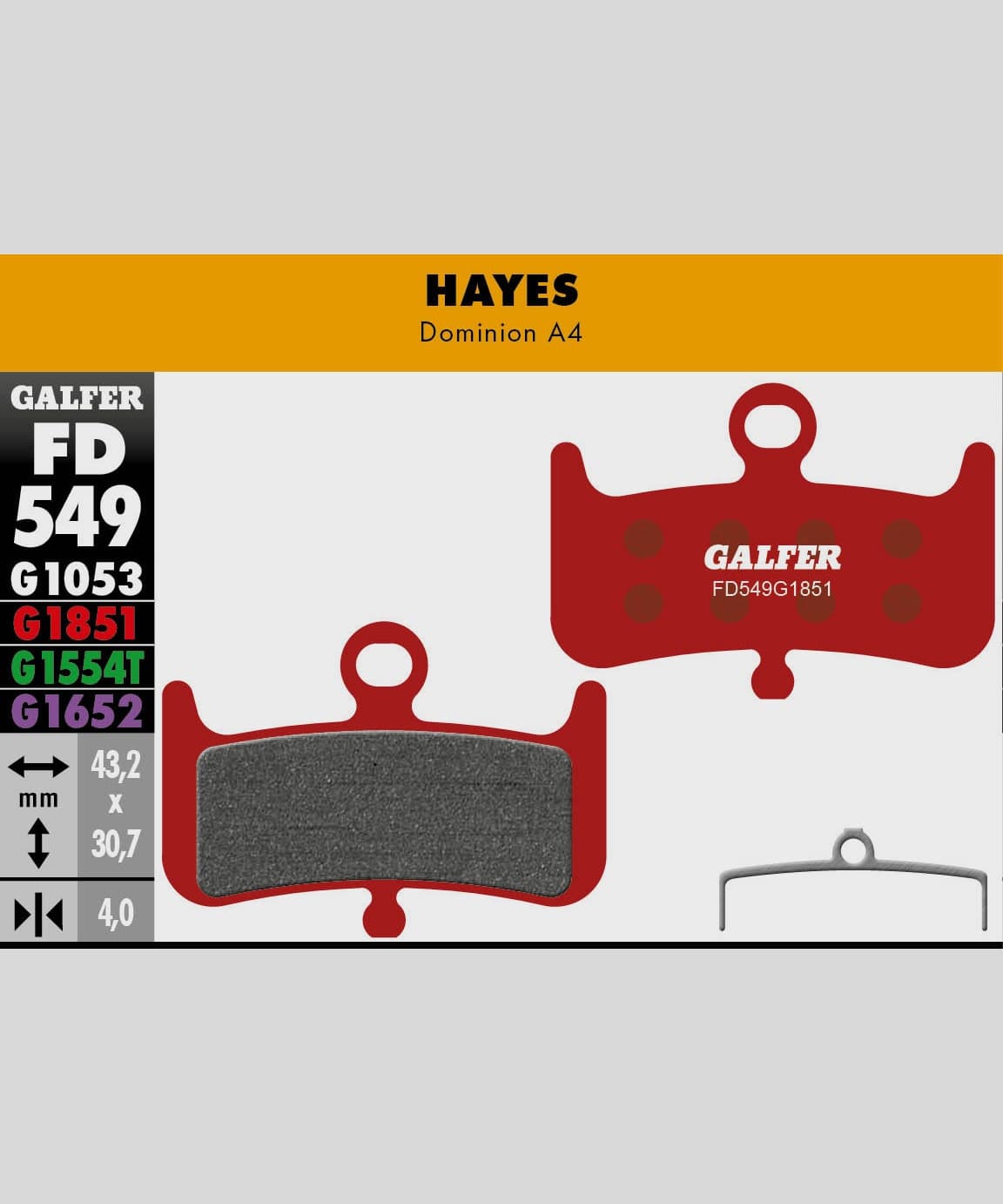 Galfer Advanced Bike Disc Brake Pad - Hayes - Dom