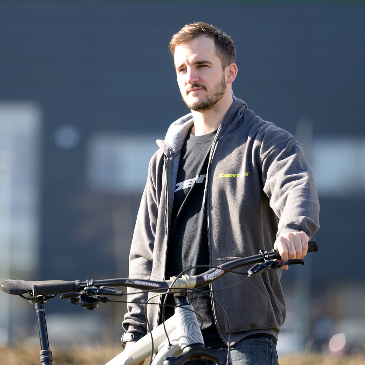 Identiti Zip Up Logo Hoodie Grey Sm