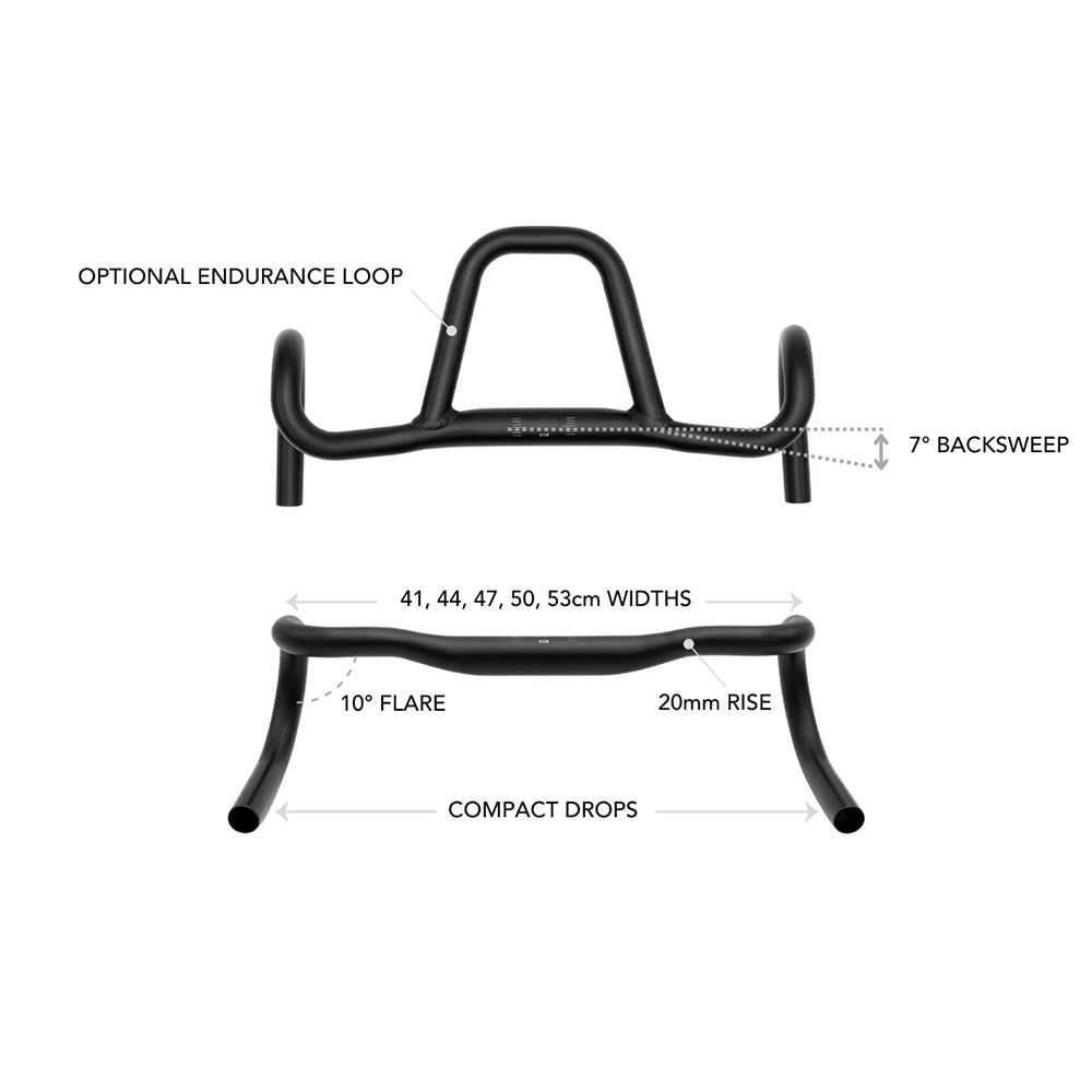 Redshift Sports Kitchen Sink Low Flare Handlebar - Loop Black 41cm