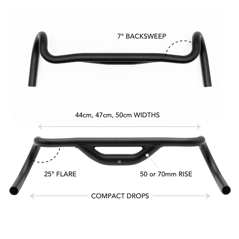Redshift Sports Top Shelf Handlebar - 70mm Rise Black 44cm