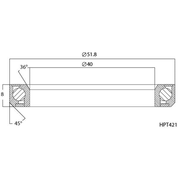 M Part Elite Headset R438 Bearing (40x51.8x8 36x45) EC44 EC49 IS52 36 Degrees