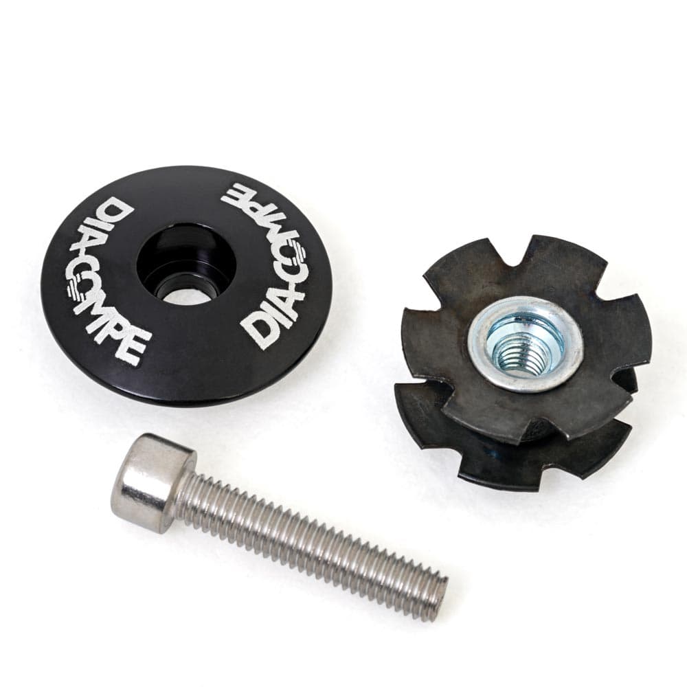 Dia-Compe Alloy Ahead Cap & Star Nut Set Black 11/8"