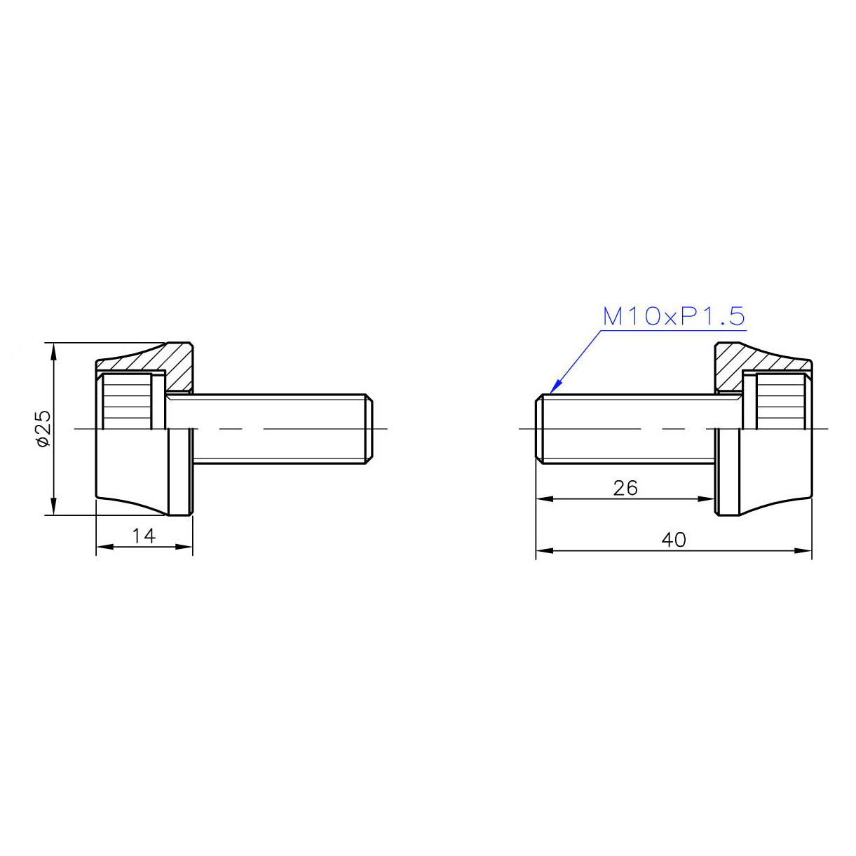 Halo DJD and MT Supadrive SS Cro-Mo Bolts Black M10x1.5x30mm