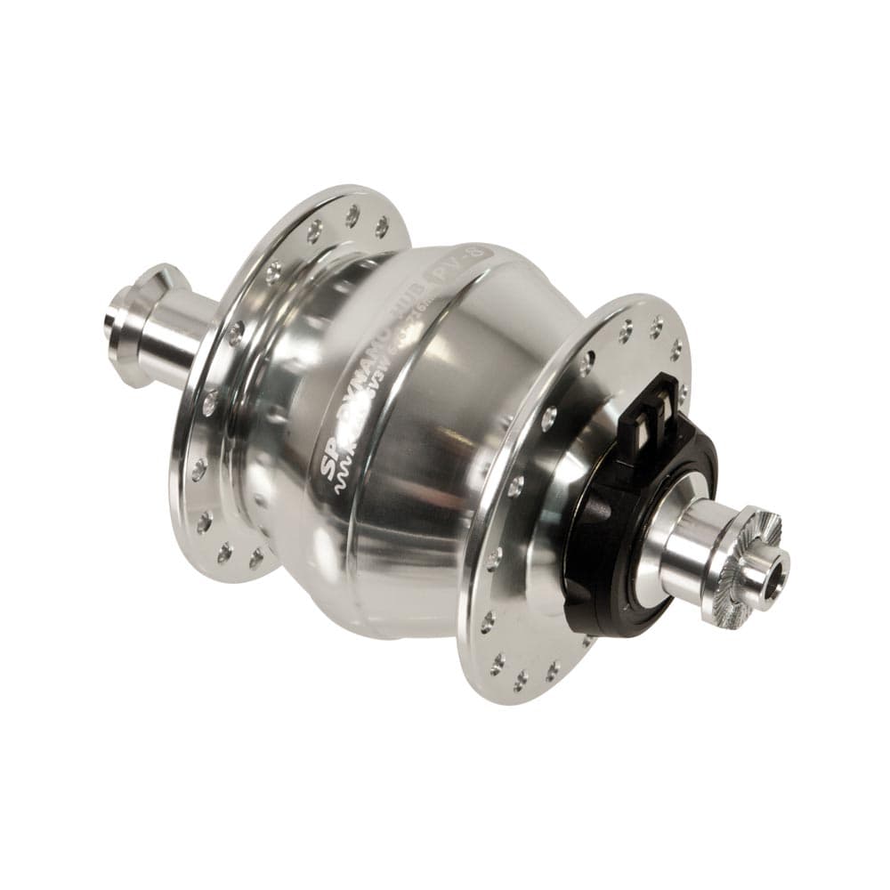 SP Dynamo PV8 100mm rim brake dyno hub Silver 32H