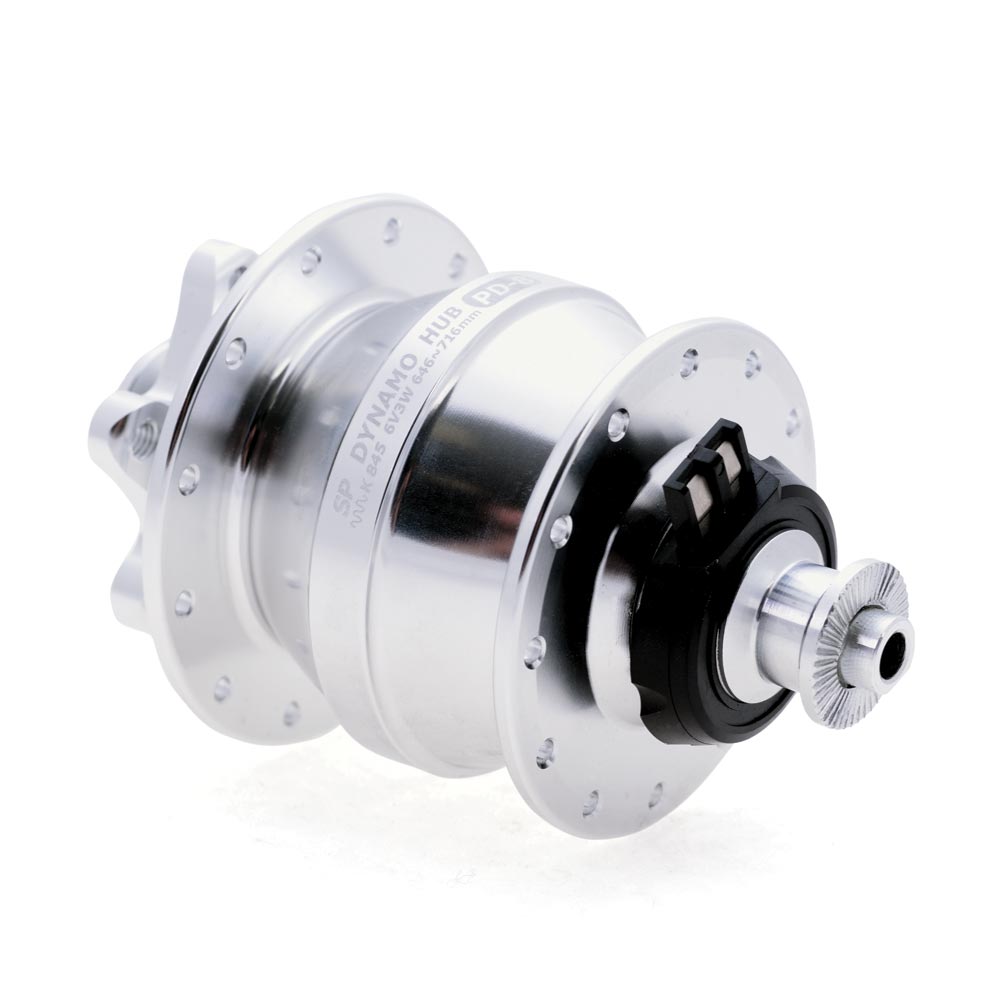 SP Dynamo PD8 - PL8 100mm disc brake dyno hub Silver 24H