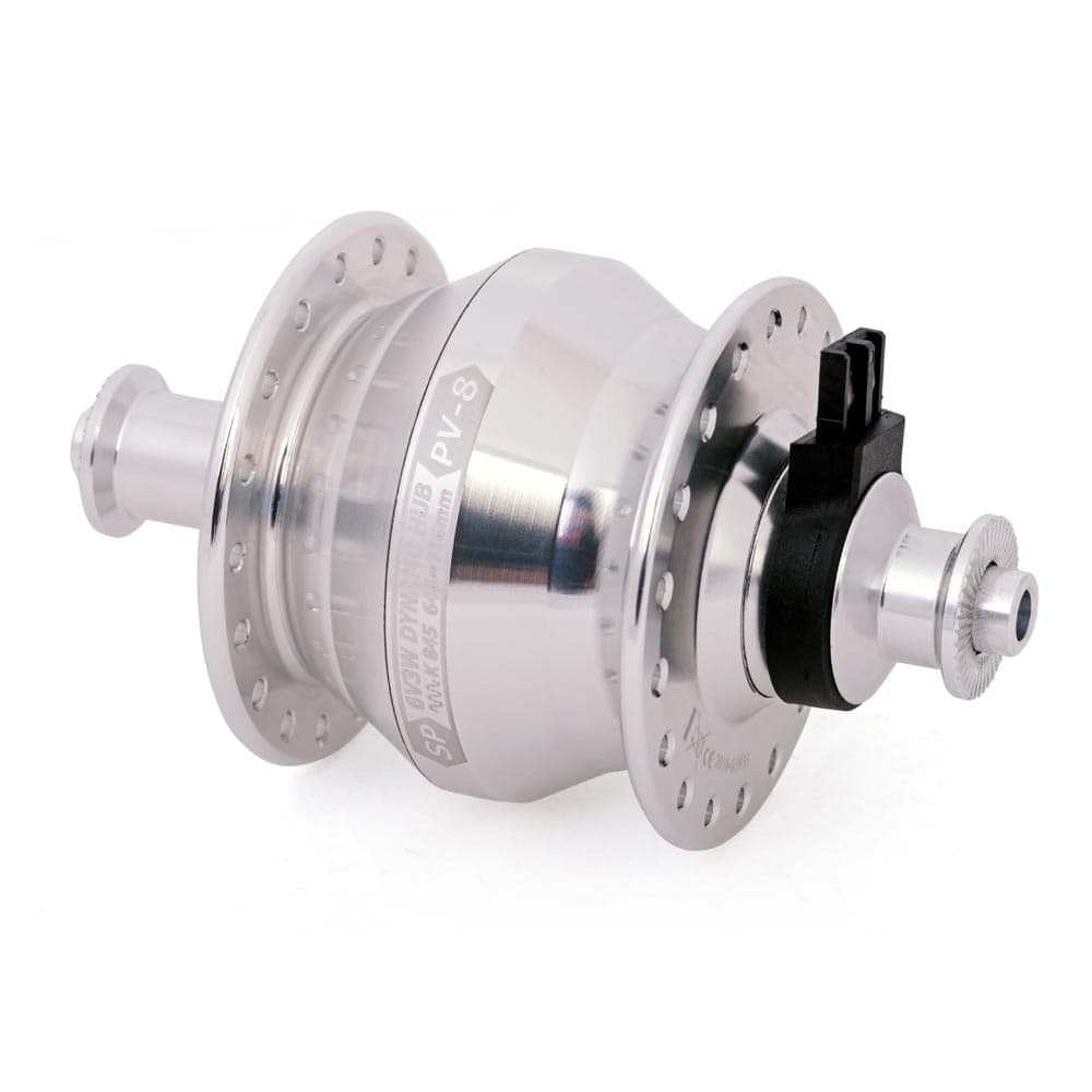 SP Dynamo PV8 100mm rim brake dyno hub Silver 36H