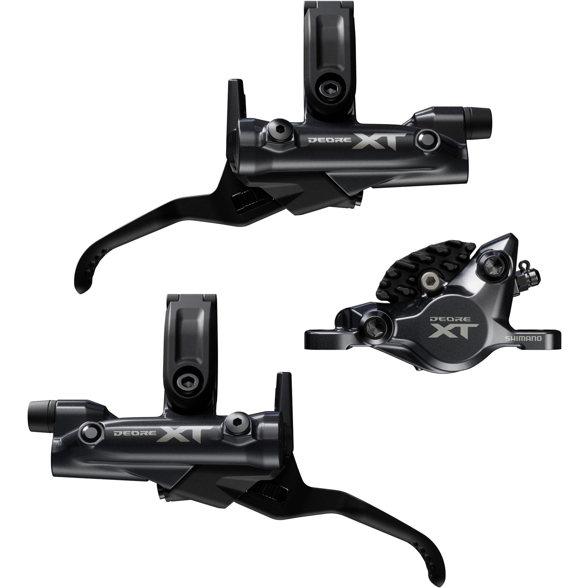 Shimano-Deore-XT-BR-M8200/BL-M8200-XT-2-pot-bled-brake-levers-and-callipers,-front-and-rear