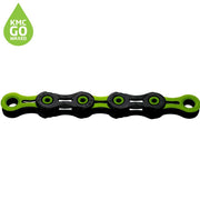 KMC X11 DLC Waxed Chain 118L - Black/Green