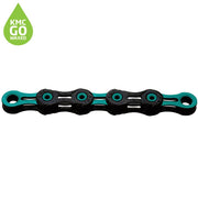 KMC X11 DLC Waxed Chain 118L - Black/Celeste