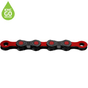 KMC X12 DLC Waxed Chain 126L - Black / Red
