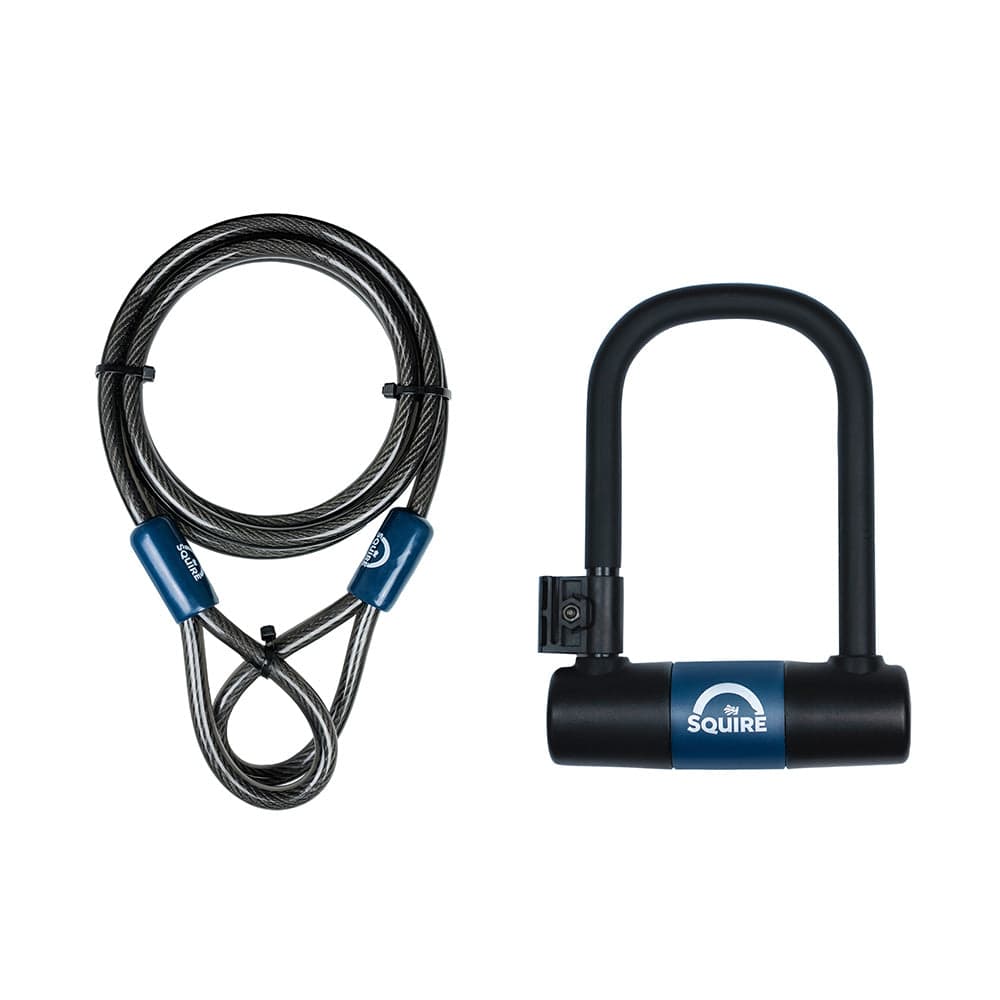 Squire Matterhorn Compact 10c D-Lock and Cable Kit Black 140mm