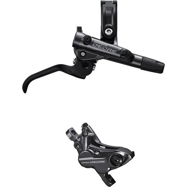 Load image into Gallery viewer, Shimano Deore BR-M6120/BL-M6100 Deore bled brake lever/post mount 4 pot calliper; front right
