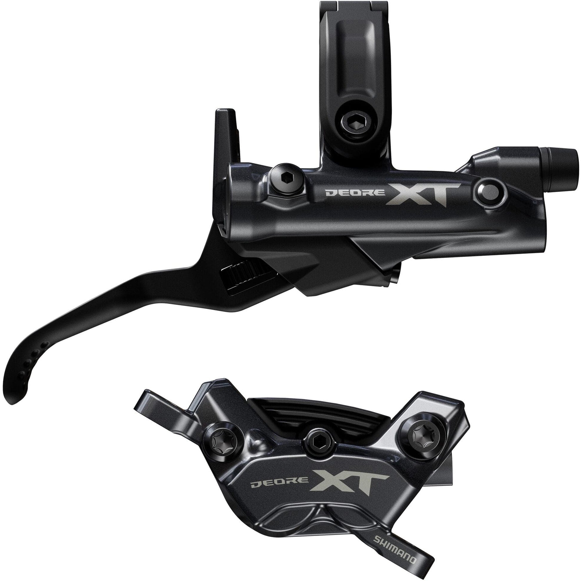 Shimano-Deore-XT-BR-M8220/BL-M8200-XT-4-pot-bled-brake-lever/post-mount-calliper,-front-right