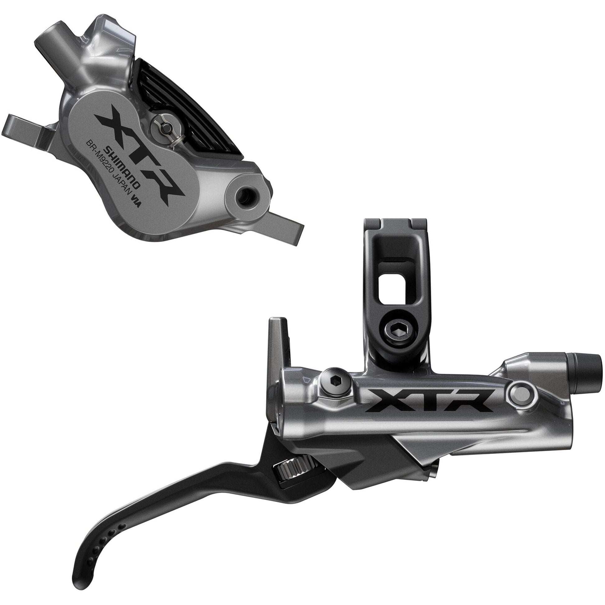 Shimano-XTR-BR-M9220/BL-M9220-XTR-4-pot-bled-brake-lever/post-mount-calliper,-front-right