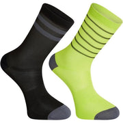 Madison Sportive Mid Sock Twin Pack; black and lime punch - small; EU36-39