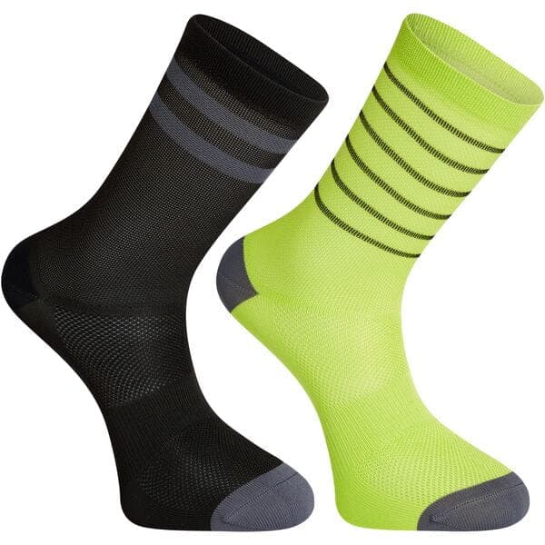 Madison Sportive Mid Sock Twin Pack; black and lime punch - small; EU36-39