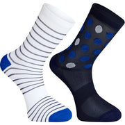 Madison Sportive Mid Sock Twin Pack; blue spot and white stripe - large; EU43-45