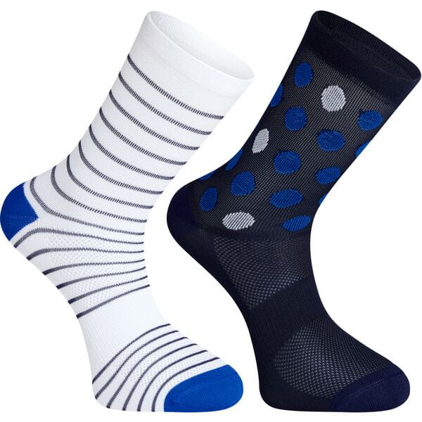 Madison Sportive Mid Sock Twin Pack; blue spot and white stripe - large; EU43-45