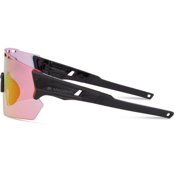 Madison Eyewear Stealth II Glasses - 3 pack - gloss black / pink rose mirror / amb / clr lens