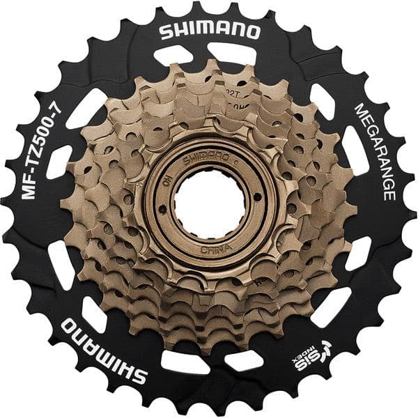 Shimano Tourney / TY MF-TZ500 7-speed multiple freewheel; 14-34 tooth