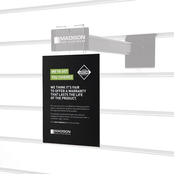 Madison Clothing Warranty End Rail Cards - each