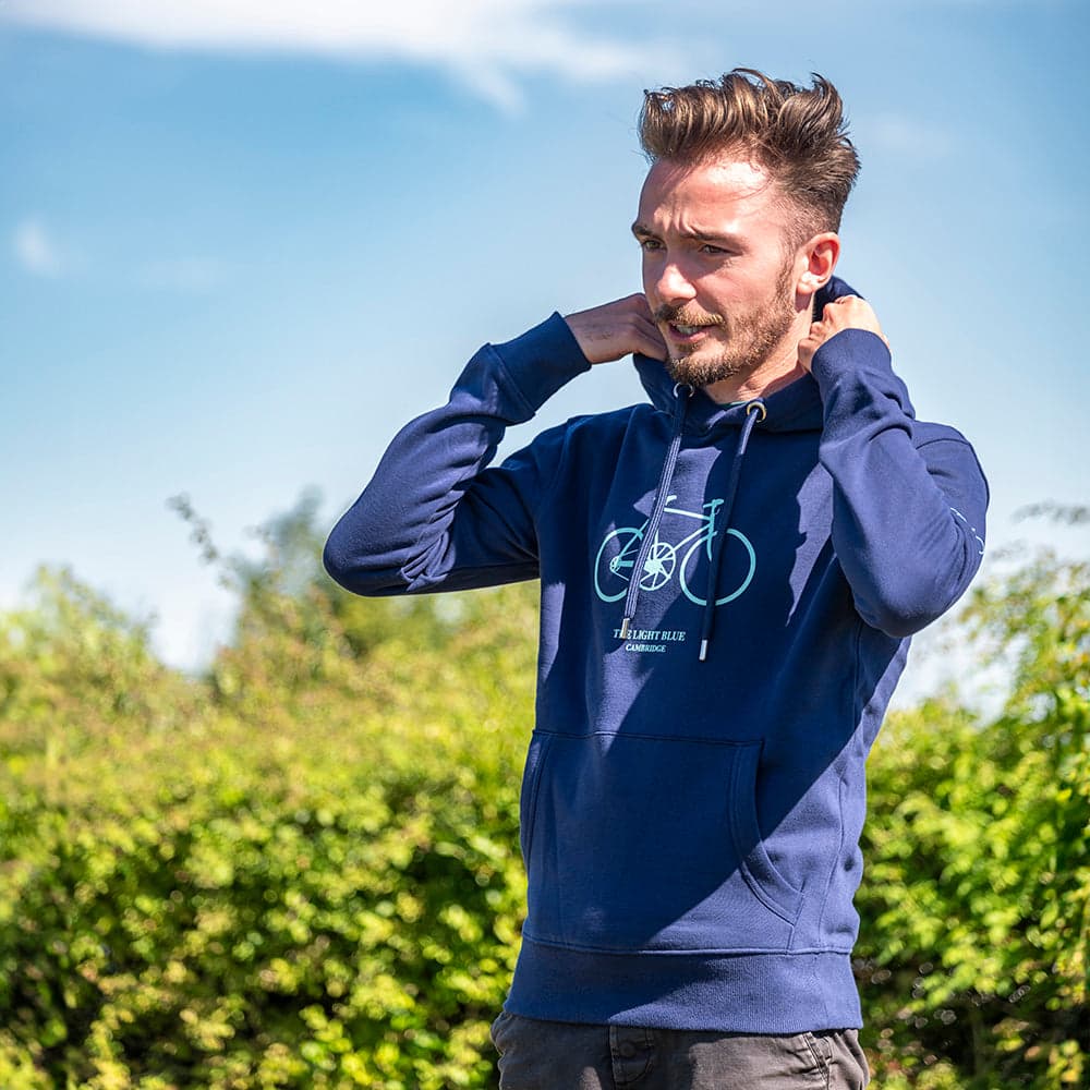 Light Blue Sport Old Bike Hoodie Navy Md