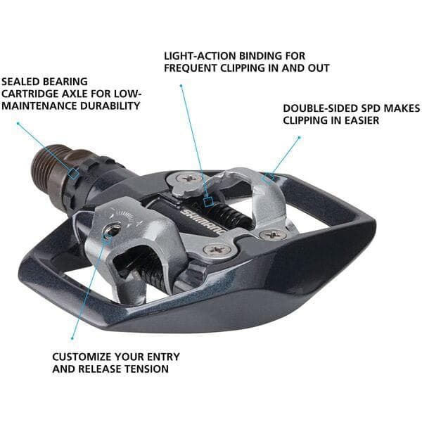 Shimano Pedals PD-ED500 light action SPD pedals - two sided mechanism
