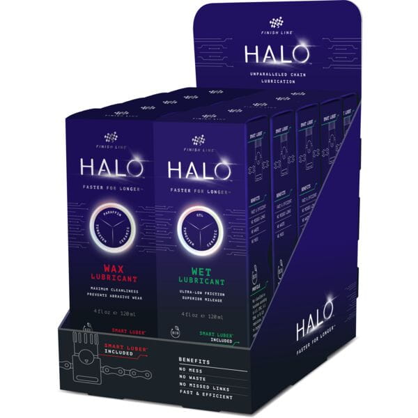 Finish Line Halo Wax + Wet Lubricant - 4oz/120ml - Bottle + Smart Luber + Display