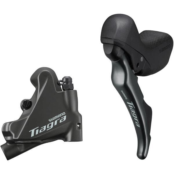 Load image into Gallery viewer, Shimano Tiagra ST-4720 Tiagra 2-speed STI bled with BR-4770 flat mount calliper; left rear
