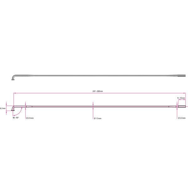 DT Swiss Revolution black spokes 14 / 17 g = 2 / 1.5 mm box 100; 258 mm