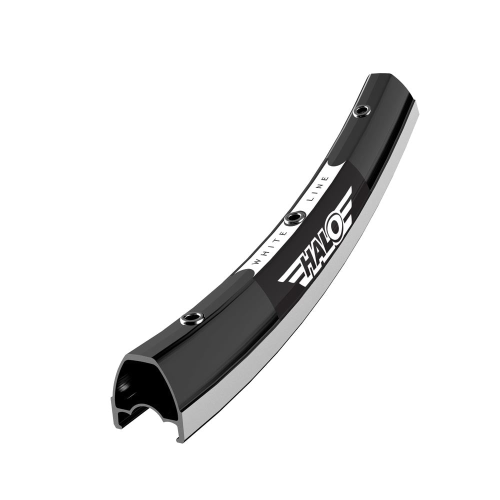 Halo White Line Road Rim, 23mm wide x 25mm deep alloy rim with CNC Sidewalls, SS eyelets, ERD 590