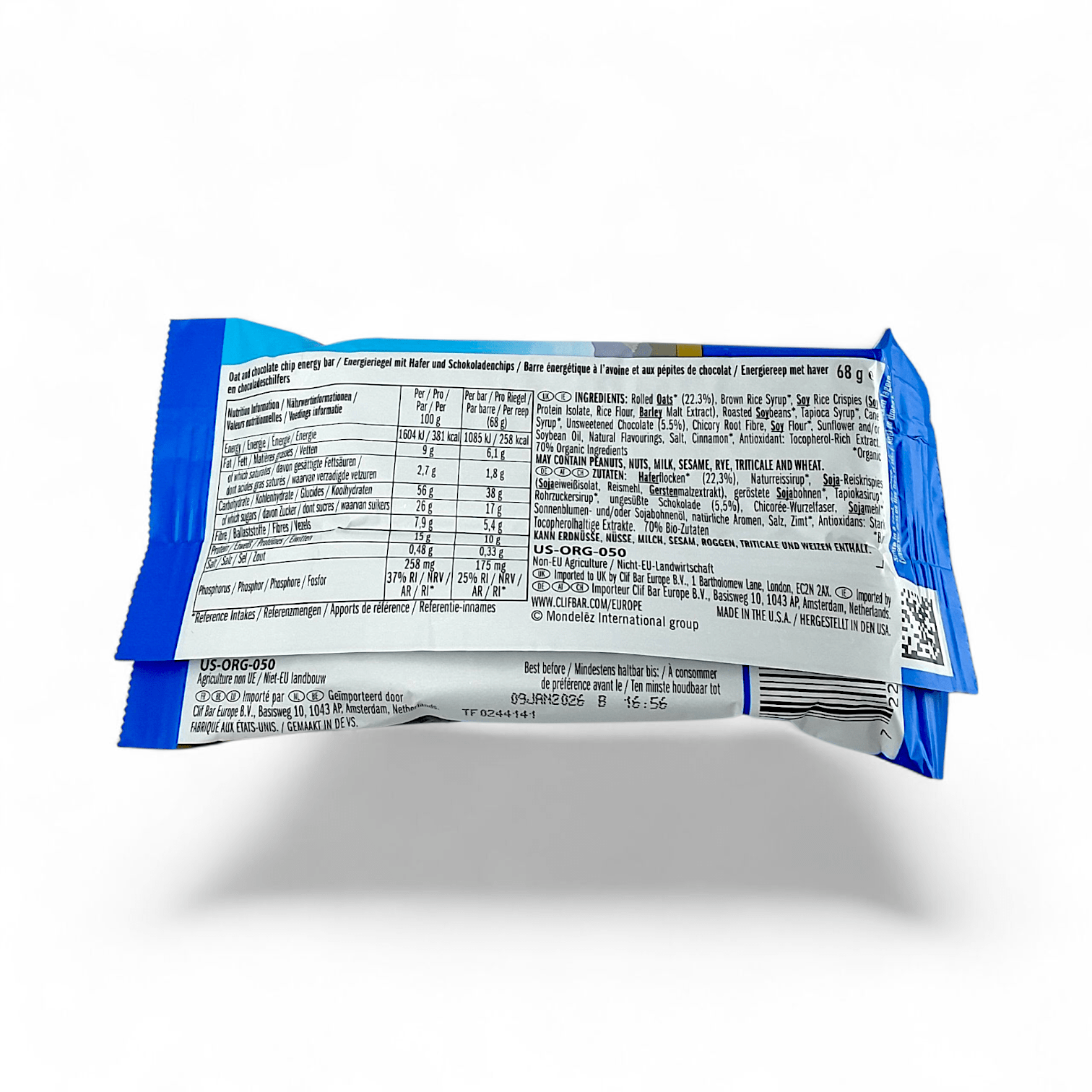 Clif Bar Chocolate Chip 12 Pack 70% Organic