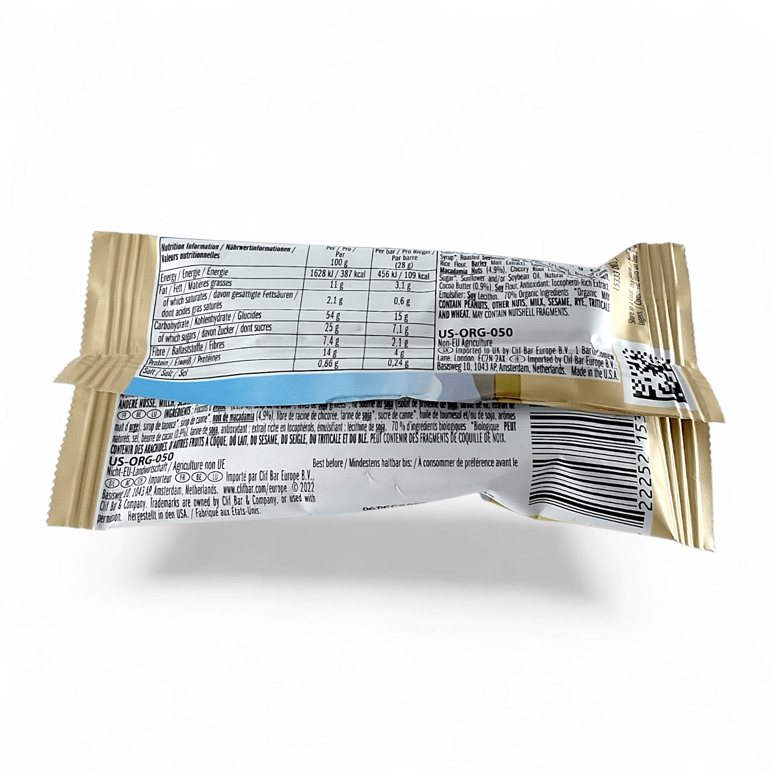 Clif Bar Mini White Chocolate Macadamia 10 Pack 70% Organic