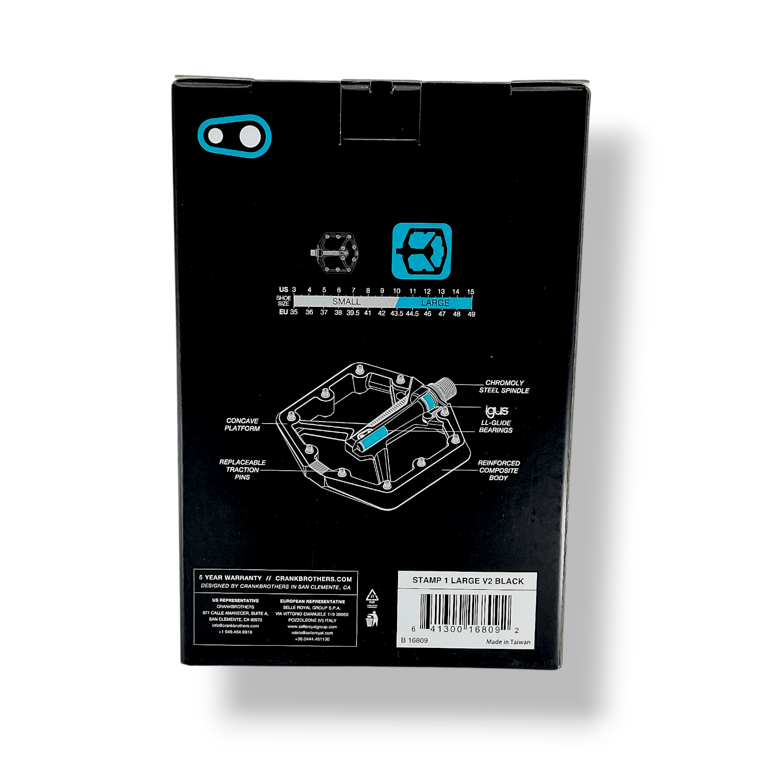 Crankbrothers Stamp 1 V2 - Black - Large