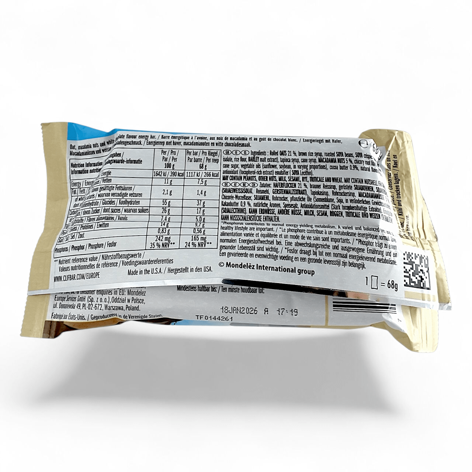 Clif Bar White Chocolate Macadamia 12 Pack 70% Organic