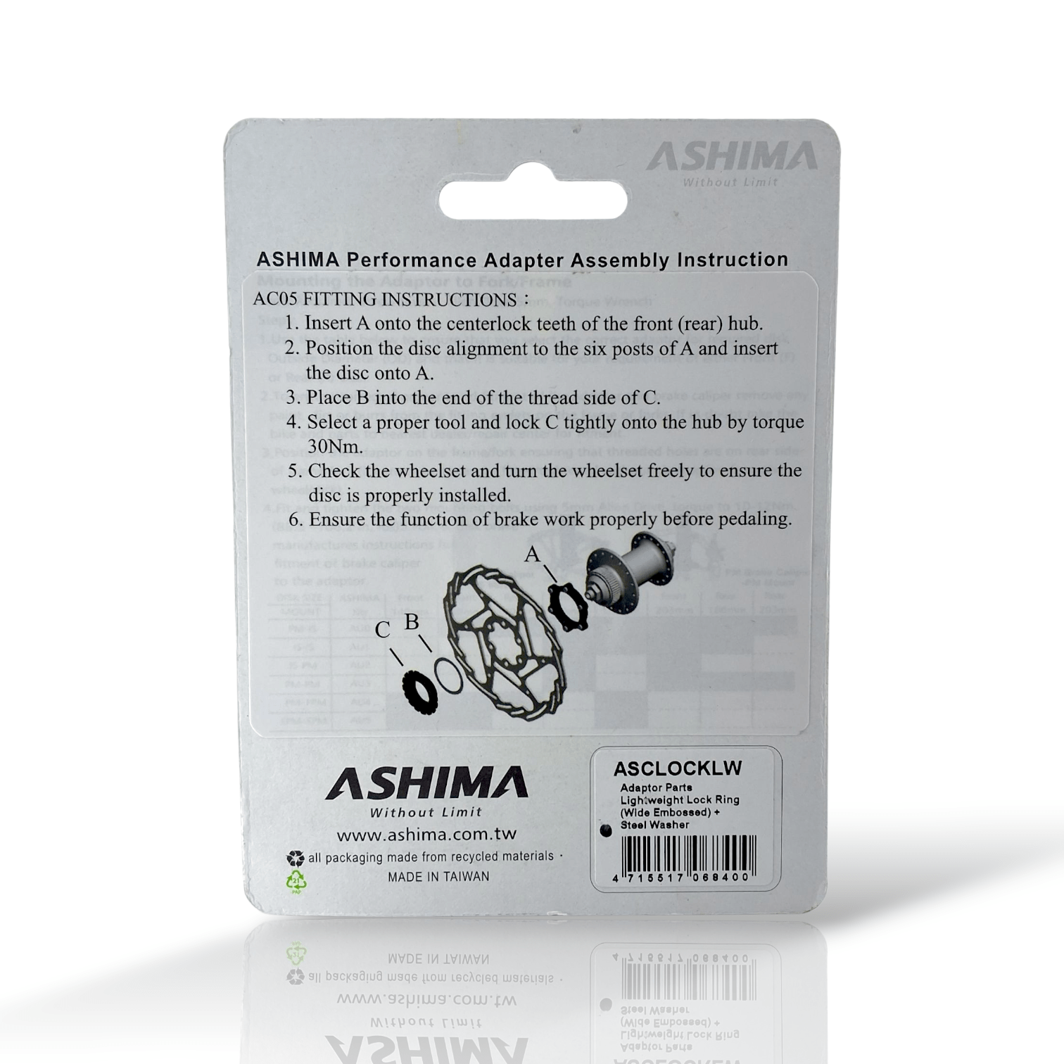 Ashima Centerlock Rotor Lockring Lightweight + Steel Washer (9/10/12/15/20Mm Axle):