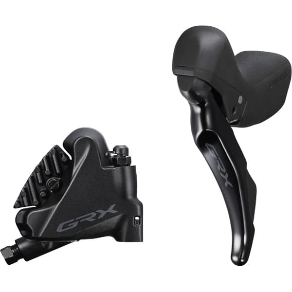 Shimano GRX GRX ST-RX400/BR-RX410 bled hydraulic STI set; flat mount calliper; LH rear