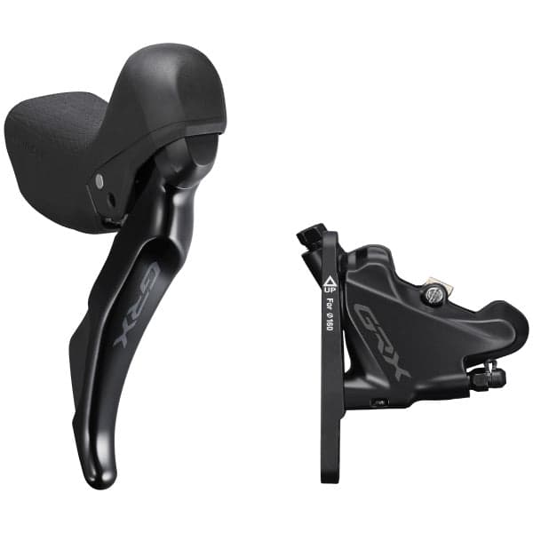 Shimano GRX GRX ST-RX400/BR-RX410 bled hydraulic STI set; flat mount calliper; RH front