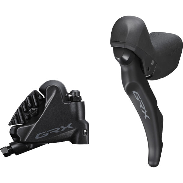 Shimano GRX ST-RX600 GRX 2-speed STI bled with BR-RX410 flat mount calliper; left rear