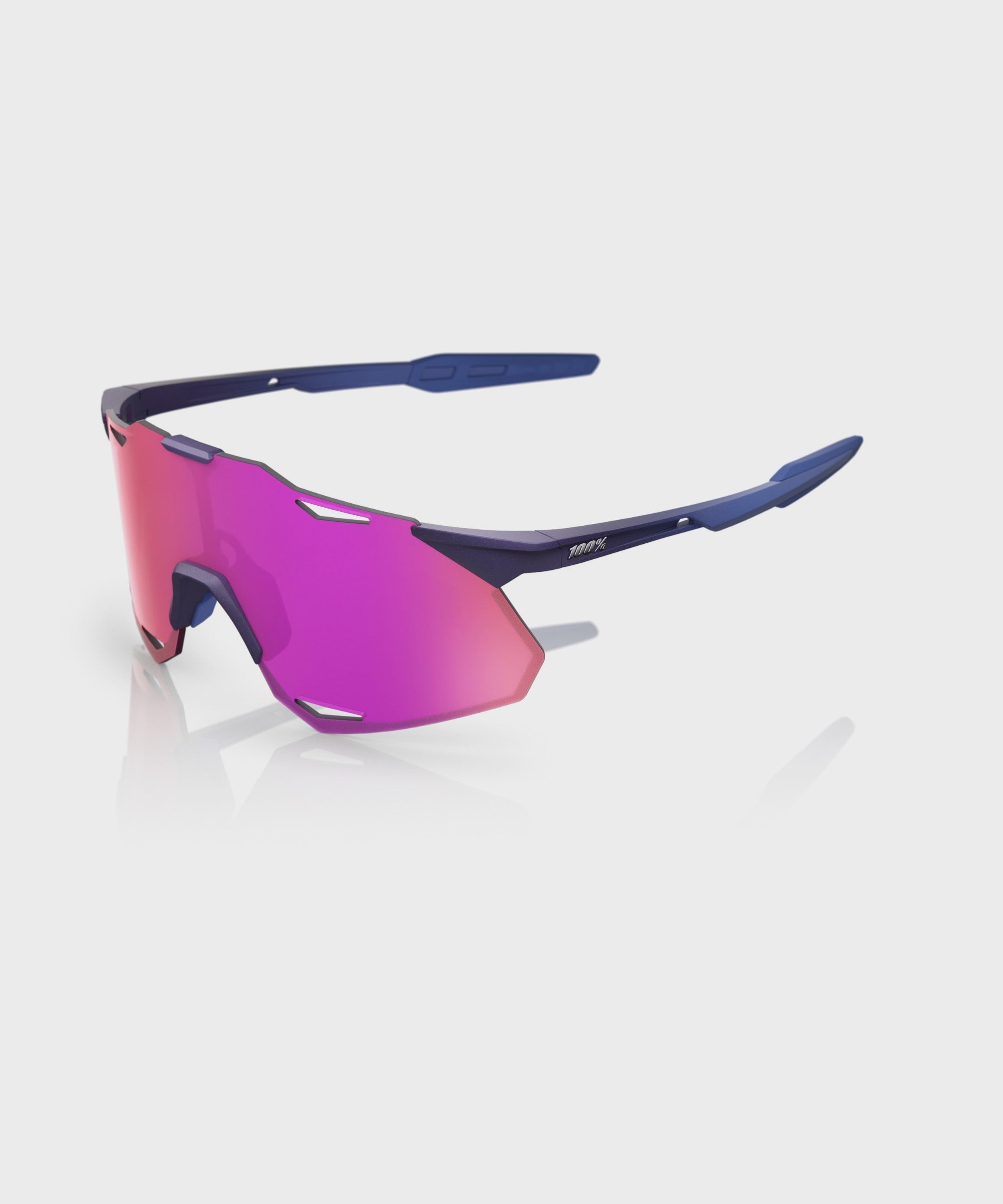 100% Hypercraft XS Glasses - Satin Storm Metallic / Purple Mirror Lens